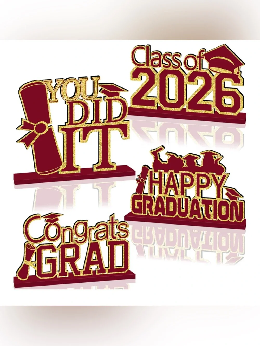 Graduation table signs 4 total & 2 banners maroon & gold